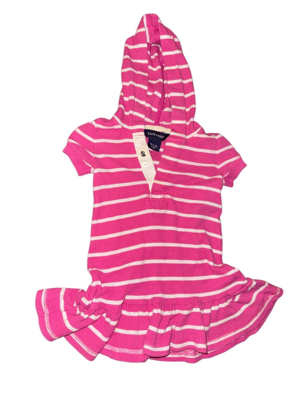 Y2K Ralph Lauren Pink and Cream Striped Ribbed Knit Sweater
